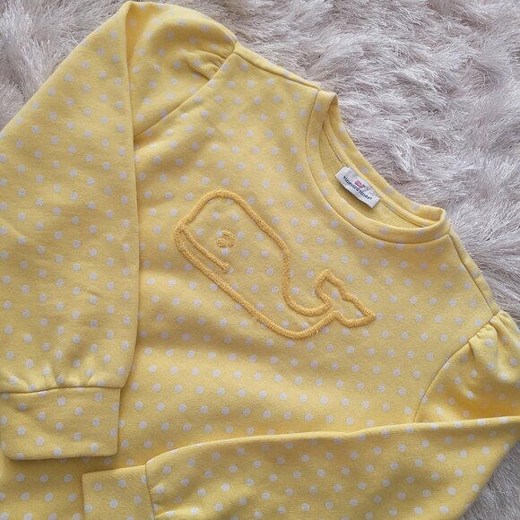 Vineyard Vines Girls Pullover Sweater Polka Dot Whale Yellow Sz M - Picture 1 of 8